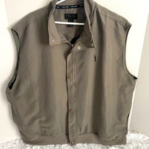 PGA tour tan zip up tan vest.